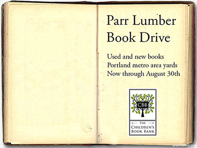 Parr Lumber book drive for the Children's Book Bank