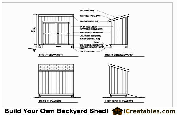 4x8 Lean To Shed Kit - Door on High Side - Parr Lumber